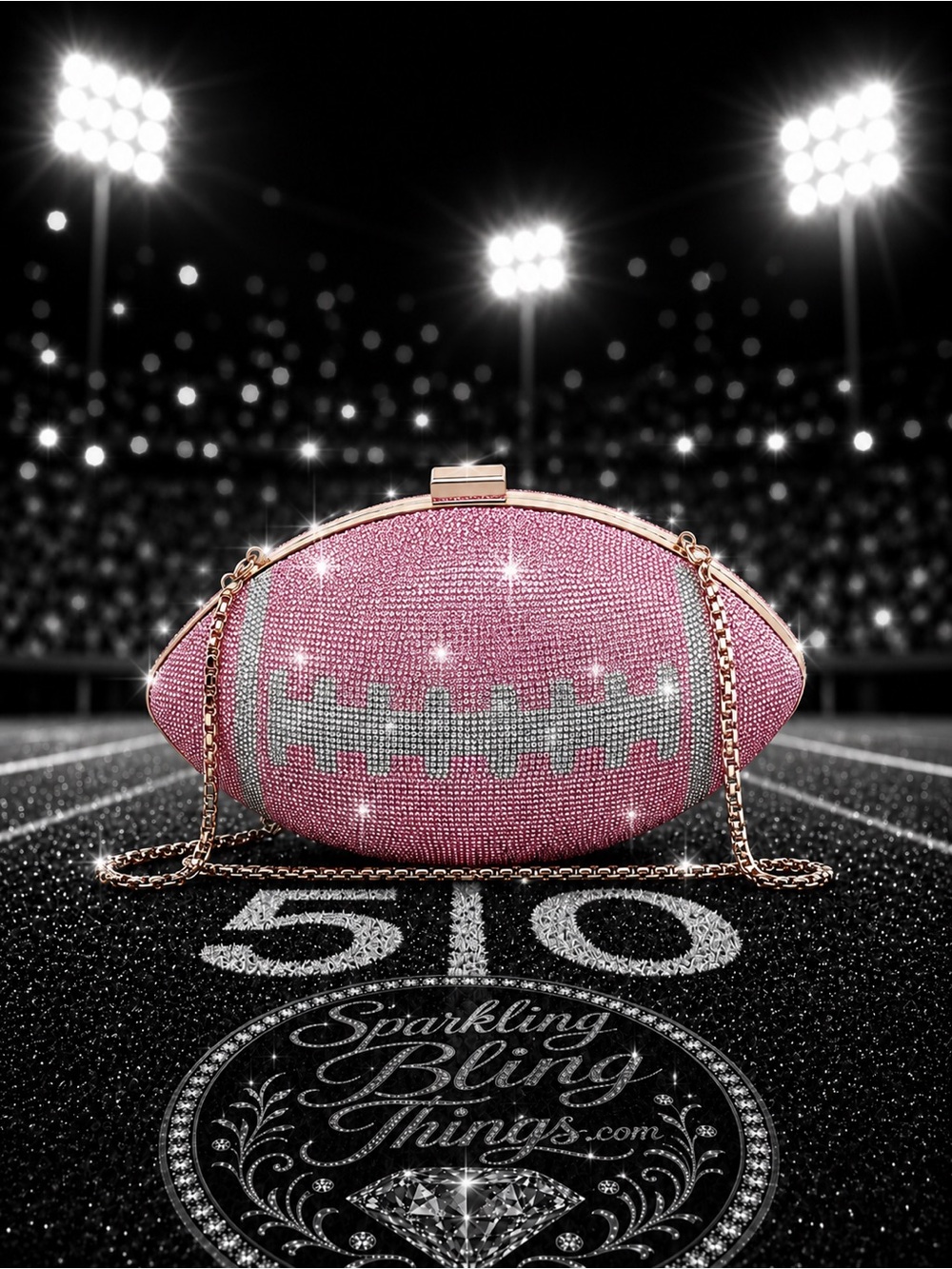 NWT Football Clutch Purse Sparkling Bling Crystal Rhinestone Bag Super Bowl - Picture 10 of 15